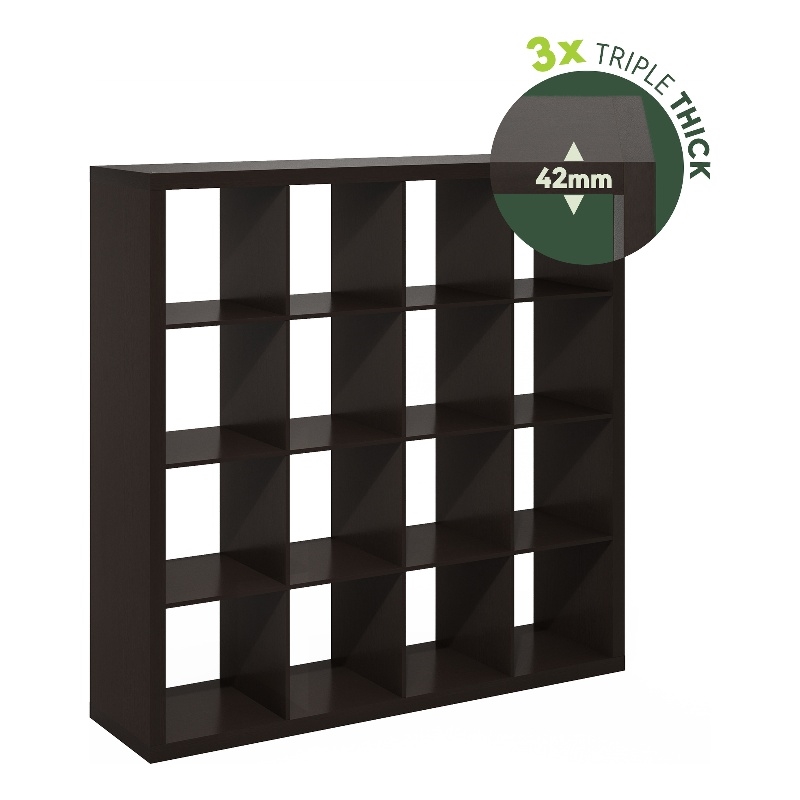 Furinno CUBICLE Extra Thick Frame Decorative Cube Storage Organizer in Dark Oak