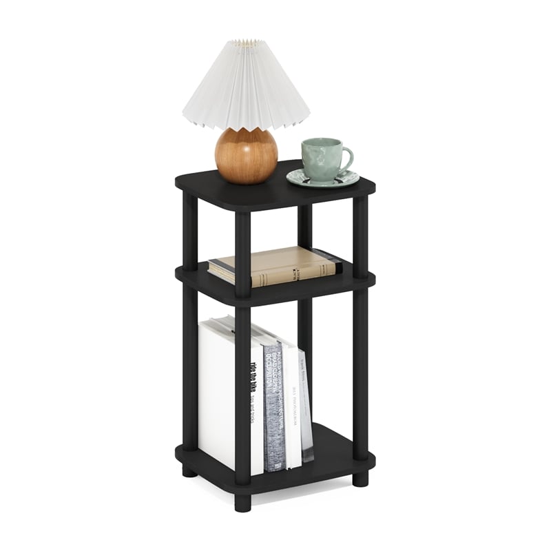 Furinno JUST 3-Tier Turn-N-Tube Curve End Table in Side Table in Americano/Black