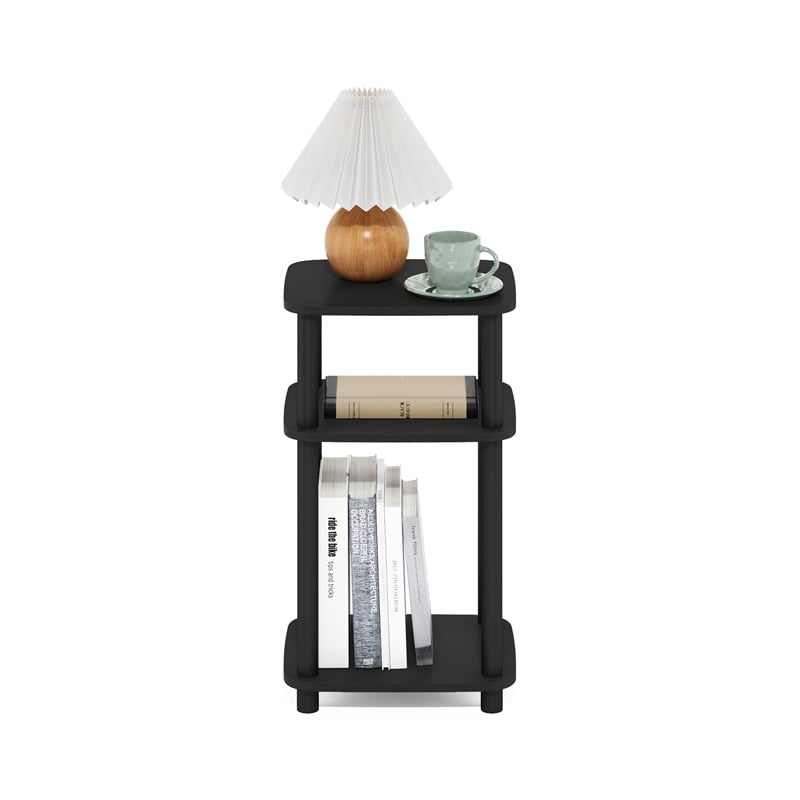 Furinno JUST 3-Tier Turn-N-Tube Curve End Table in Side Table in Americano/Black