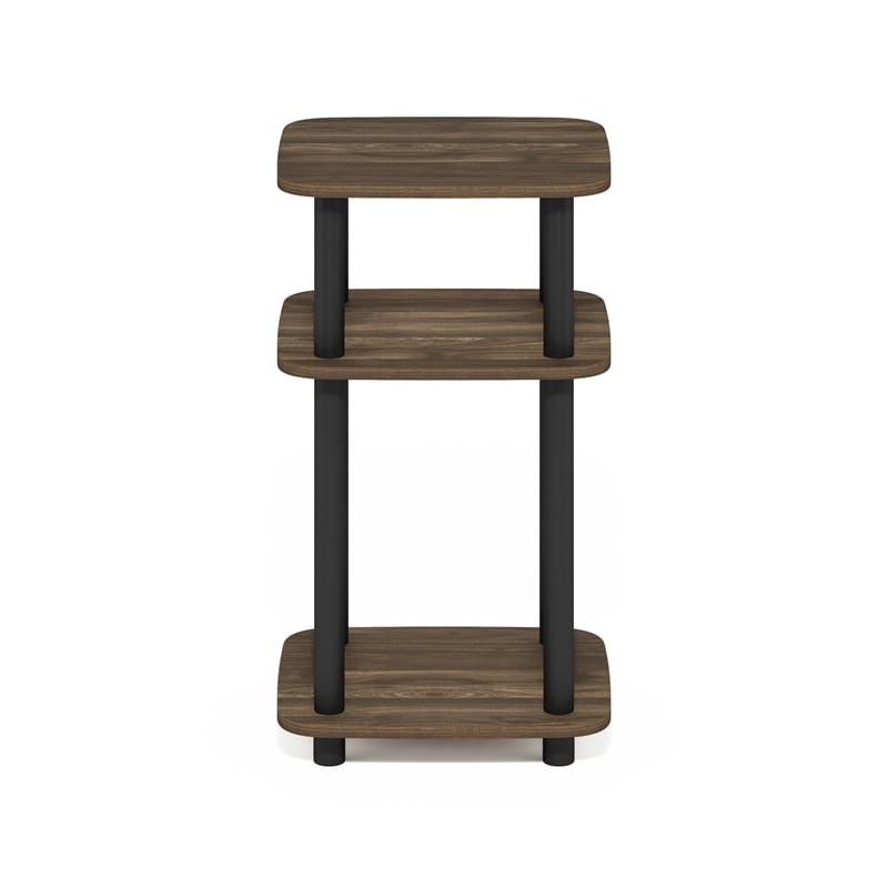 Furinno JUST 3-Tier Turn-N-Tube Curve End Table in Side Columbia Walnut/Black