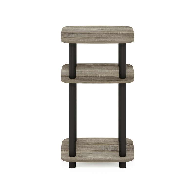 Furinno JUST 3-Tier Turn-N-Tube Curve End Table in Side Table French Oak/Black