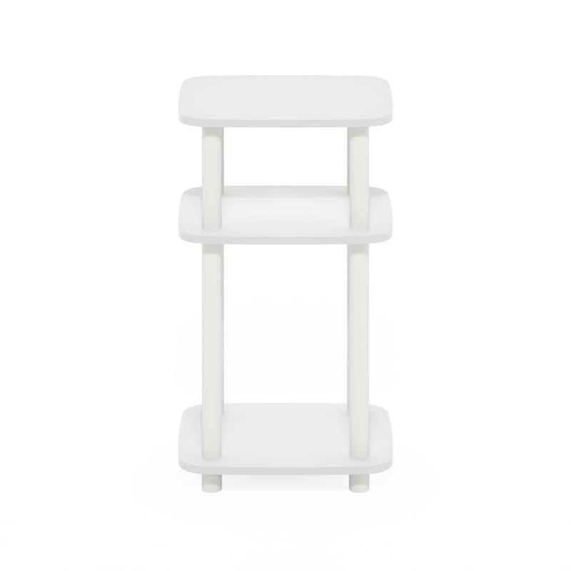 Furinno JUST 3-Tier Turn-N-Tube Curve End Table in Side Table in White/White
