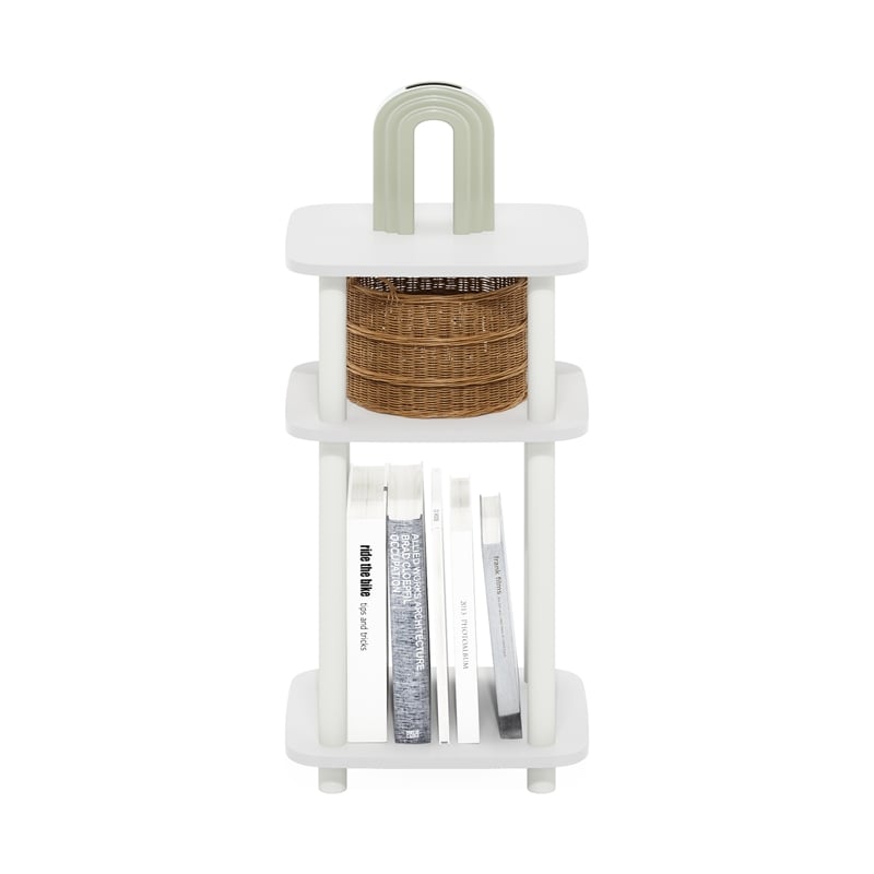 Furinno JUST 3-Tier Turn-N-Tube Curve End Table in Side Table in White/White