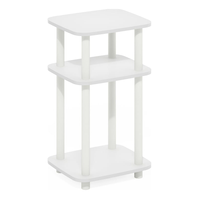 Furinno JUST 3-Tier Turn-N-Tube Curve End Table in Side Table in White/White