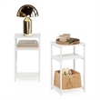 Furinno JUST 3-Tier Industrial Metal Frame End Table with Storage White/White