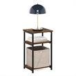 Furinno JUST 3-Tier Industrial Metal Frame End Table with Storage Amber Pine