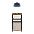 Furinno JUST 3-Tier Industrial Metal Frame End Table with Storage Amber Pine