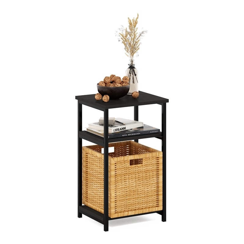Furinno JUST 3-Tier Industrial Metal Frame End Table with Storage Espresso
