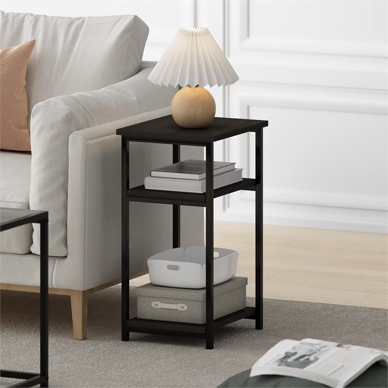 Furinno JUST 3-Tier Industrial Metal Frame End Table with Storage Espresso