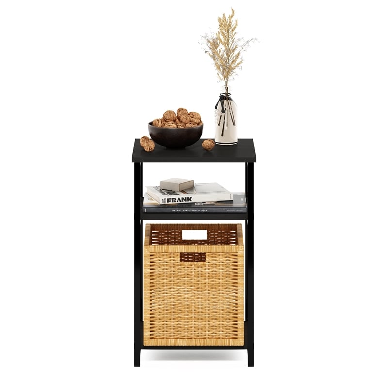 Furinno JUST 3-Tier Industrial Metal Frame End Table with Storage Espresso
