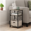 Furinno JUST 3-Tier Industrial Metal Frame End Table with Storage French Oak