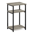 Furinno JUST 3-Tier Industrial Metal Frame End Table with Storage French Oak
