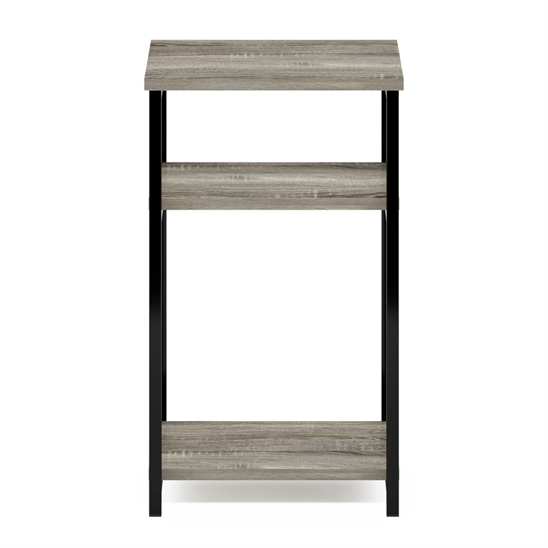 Furinno JUST 3-Tier Industrial Metal Frame End Table with Storage French Oak