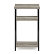 Furinno JUST 3-Tier Industrial Metal Frame End Table with Storage French Oak