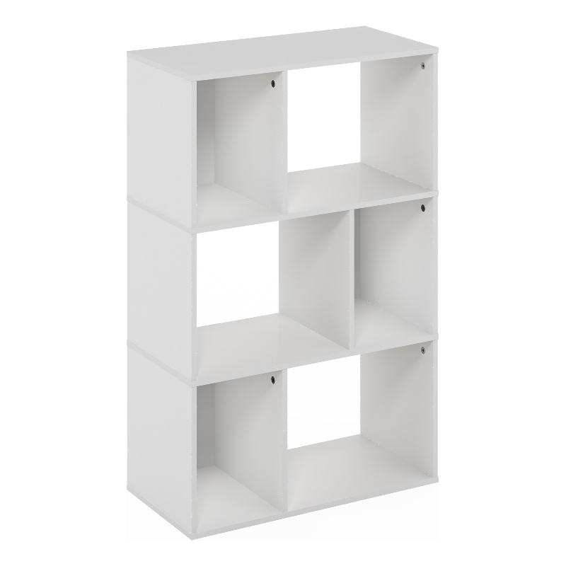 Furinno DALY 6-Cube Irregular Cubes Bookcase in Bookshelf in Storage White