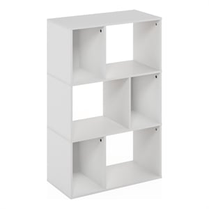 Furinno DALY 6-Cube Irregular Cubes Bookcase in Bookshelf in Storage White