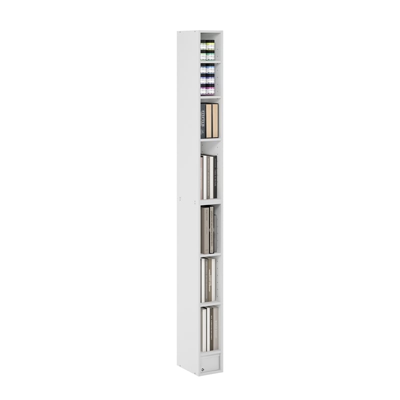 Furinno FULDA 8-Tier  Storage Shelf Bookcase in 6-Inch Width in White