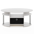 Furinno JAYA Simple Design Oval Coffee Table with Bin in Stainless Steel Tubes