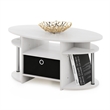 Furinno JAYA Simple Design Oval Coffee Table with Bin in Stainless Steel Tubes