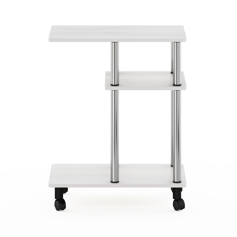 Furinno TURN-N-TUBE U Shape Sofa Side Table with Casters Stainless Steel Tubes