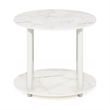Furinno TURN-N-TUBE Simple Design 2-Tier Round Wooden Coffee Table Marble White