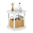Furinno TURN-N-TUBE Simple Design 2-Tier Round Wooden Coffee Table Marble White