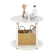 Furinno TURN-N-TUBE Simple Design 2-Tier Round Wooden Coffee Table Marble White