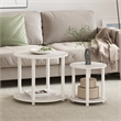 Furinno TURN-N-TUBE Simple Design 2-Tier Round Wooden Coffee Table Marble White