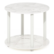 Furinno TURN-N-TUBE Simple Design 2-Tier Round Wooden Coffee Table Marble White