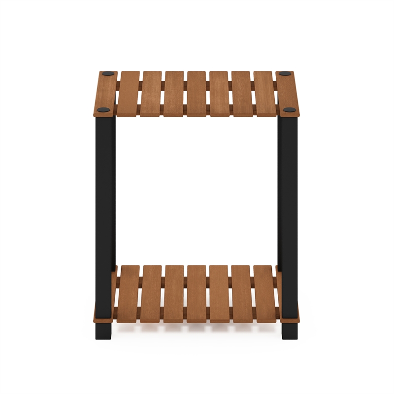 Furinno Pangkor 2-Tier Turn-N-Tube INDOor Outdoor Plant Shelf Natural/Black