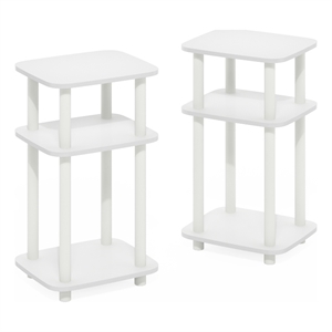Furinno JUST 3-Tier Turn-N-Tube Curve End Table in Side Table in White/White