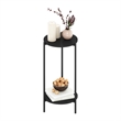 Furinno Besi 2-Tier Modern Tall Round Side End Table with Sturdy Metal Americano