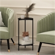 Furinno Besi 2-Tier Modern Tall Round Side End Table with Sturdy Metal Americano