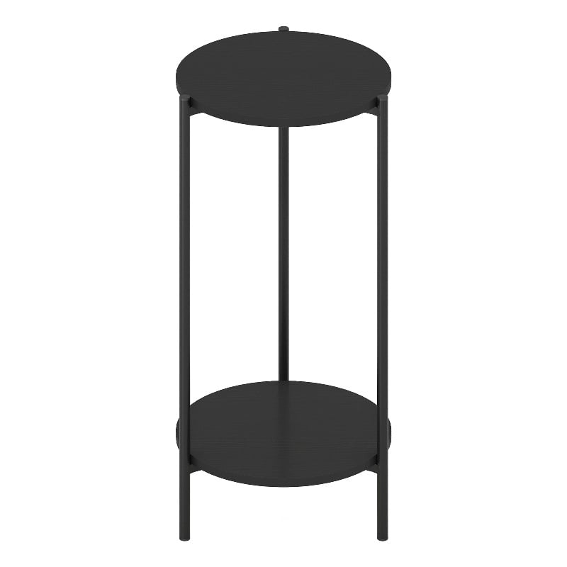 Furinno Besi 2-Tier Modern Tall Round Side End Table with Sturdy Metal Americano