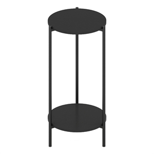 Furinno Besi 2-Tier Modern Tall Round Side End Table with Sturdy Metal Americano