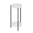 Furinno Besi 2-Tier Modern Tall Round Side End Table with Sturdy Marble White
