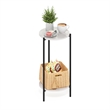 Furinno Besi 2-Tier Modern Tall Round Side End Table with Sturdy Marble White