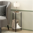 Furinno Besi 2-Tier Modern Tall Round Side End Table with Sturdy Marble White