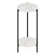 Furinno Besi 2-Tier Modern Tall Round Side End Table with Sturdy Marble White