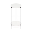 Furinno Besi 2-Tier Modern Tall Round Side End Table with Sturdy White/Black