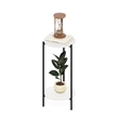 Furinno Besi 2-Tier Modern Tall Round Side End Table with Sturdy White/Black