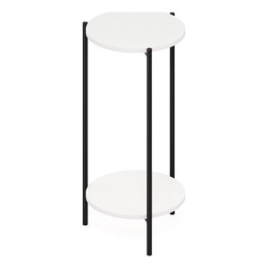 Furinno Besi 2-Tier Modern Tall Round Side End Table with Sturdy White/Black