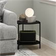 Furinno Besi 2-Tier Modern Round Side End Table with Sturdy Metal Legs Americano