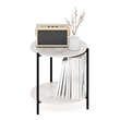 Furinno Besi 2-Tier Modern Round Side End Table with Sturdy Metal Marble White