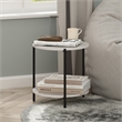Furinno Besi 2-Tier Modern Round Side End Table with Sturdy Metal Marble White