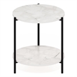 Furinno Besi 2-Tier Modern Round Side End Table with Sturdy Metal Marble White