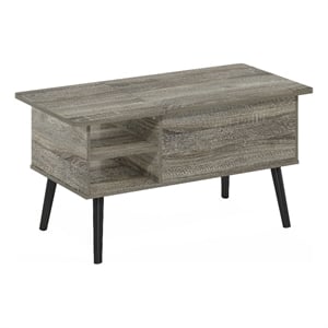 Furinno JENSEN Wooden Leg Lift Top Coffee Table With Hidden French Oak Grey