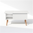 Furinno JENSEN Wooden Leg Lift Top Coffee Table With Hidden Solid White