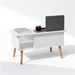 Furinno JENSEN Wooden Leg Lift Top Coffee Table With Hidden Solid White