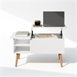 Furinno JENSEN Wooden Leg Lift Top Coffee Table With Hidden Solid White